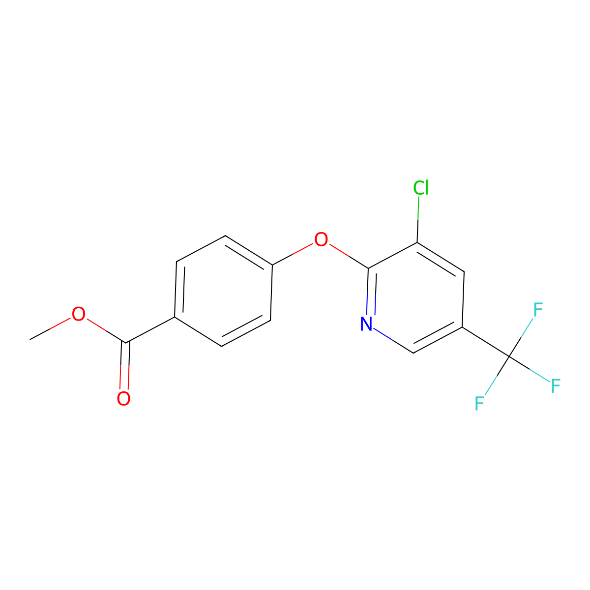 Methyl 4-{[3-chloro-5-(trifluoromethyl)pyridin-2-yl]oxy}benzoate molecular structure, CAS 7382-40-3