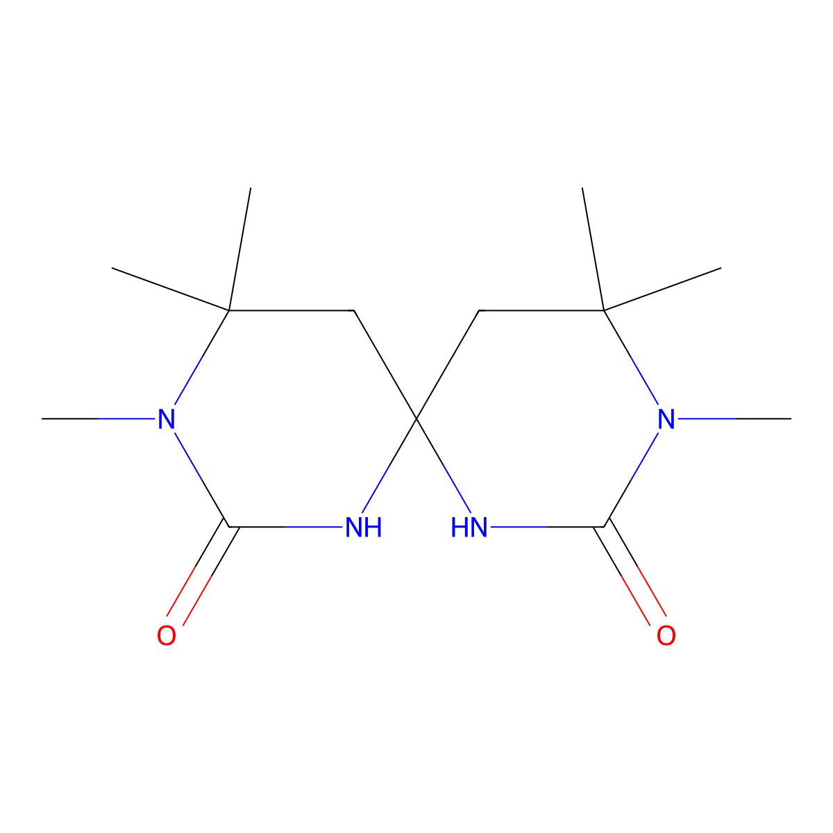 3,4,4,9,10,10-Hexamethyl-1,3,7,9-tetraazaspiro[5.5]undecane-2,8-dione molecular structure, CAS 73822-04-5