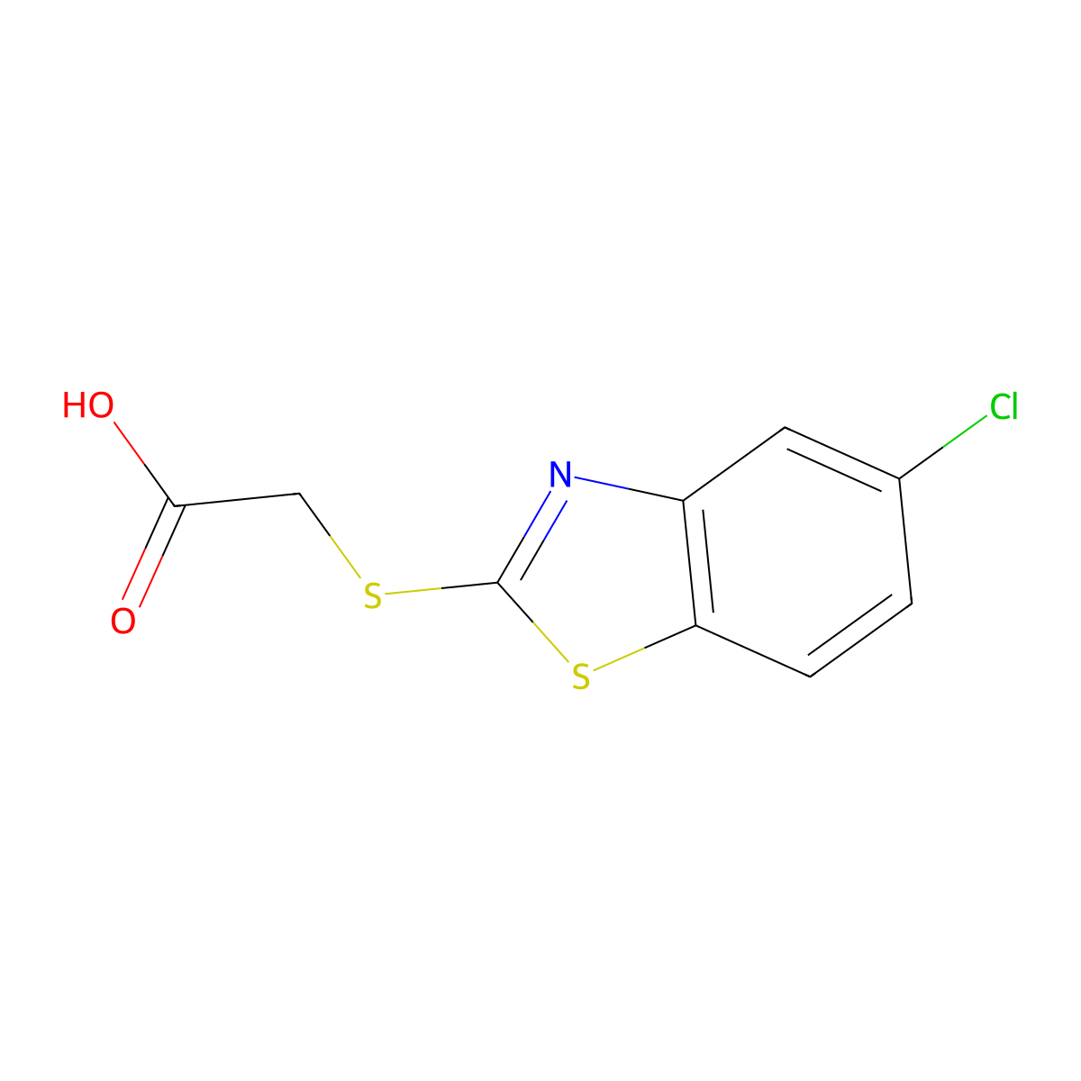 2-[(5-Chloro-1,3-benzothiazol-2-yl)sulfanyl]acetic acid molecular structure, CAS 73824-24-5