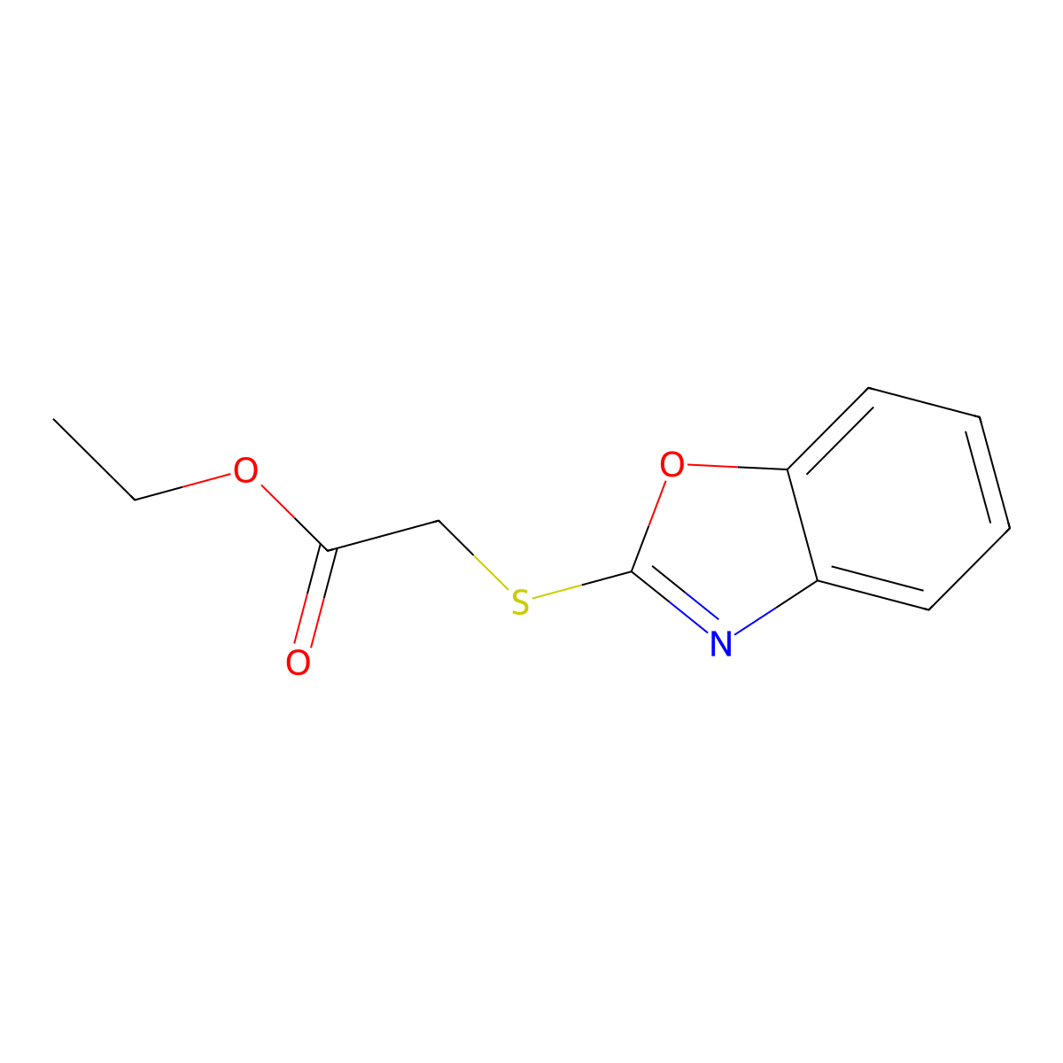 Ethyl (1,3-benzoxazol-2-ylsulfanyl)acetate molecular structure, CAS 73824-25-6