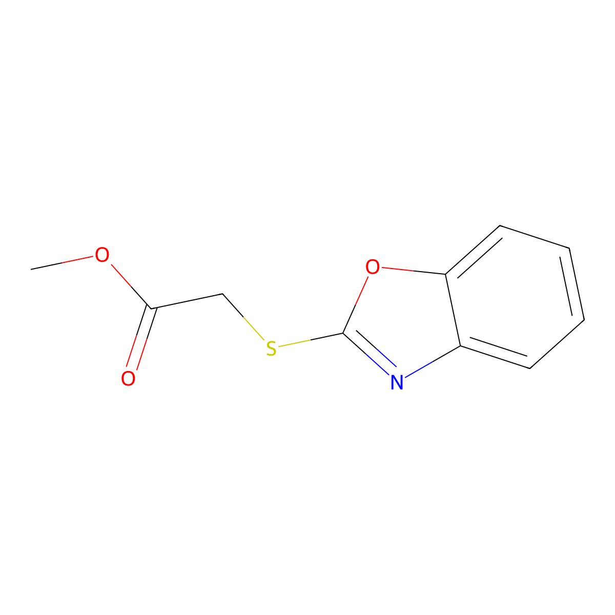 Methyl (1,3-benzoxazol-2-ylsulfanyl)acetate molecular structure, CAS 73824-26-7