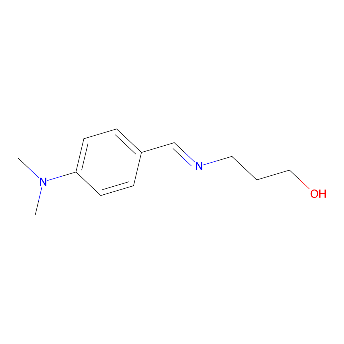 1-Propanol, 3-((p-dimethylaminobenzylidene)amino)- molecular structure, CAS 73825-93-1