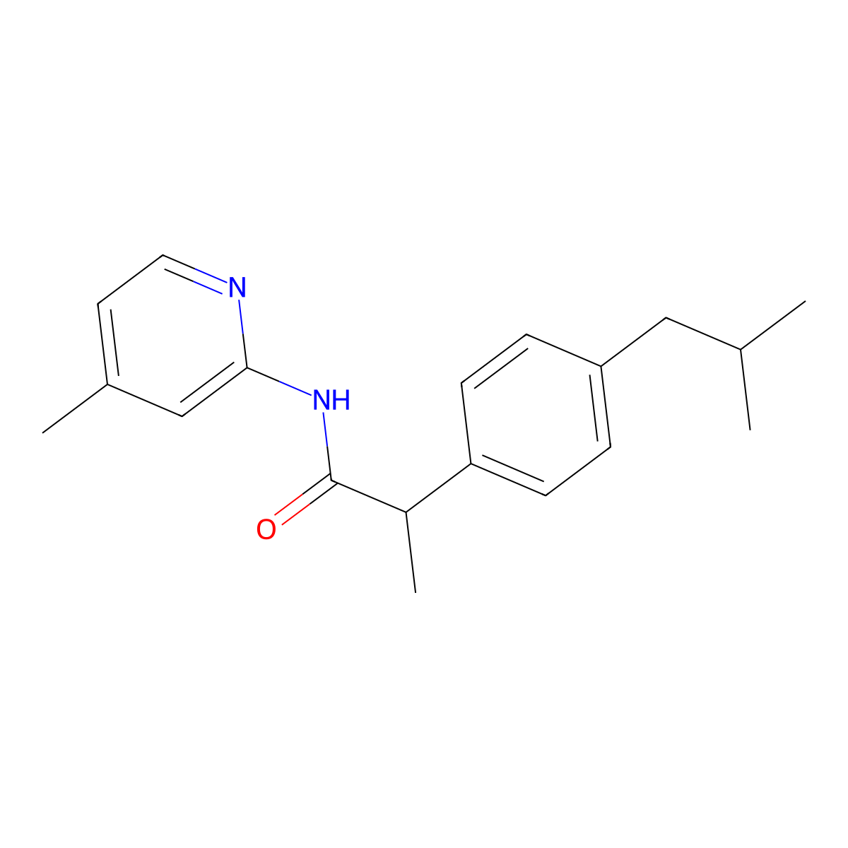 Propionamide, 2-(4-isobutylphenyl)-N-(4-methyl-2-pyridyl)-, monohydrochloride molecular structure, CAS 73826-19-4