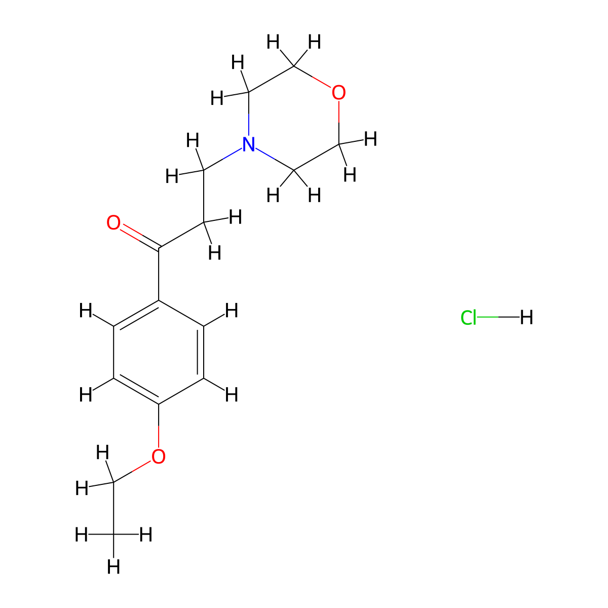 Propiophenone, 4'-ethoxy-3-morpholino-, hydrochloride molecular structure, CAS 73826-41-2
