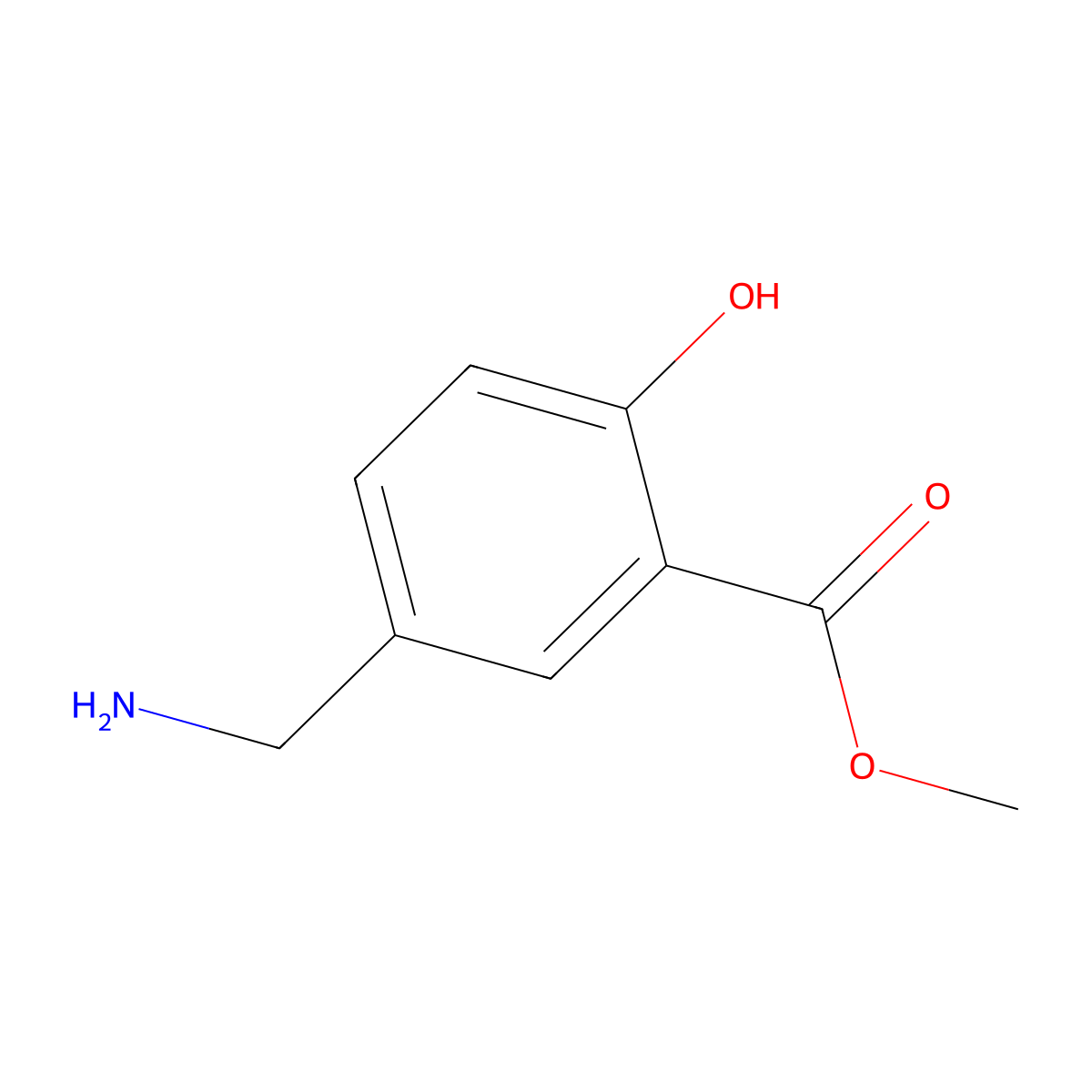 Methyl 5-(aminomethyl)-2-hydroxybenzoate molecular structure, CAS 7383-01-9