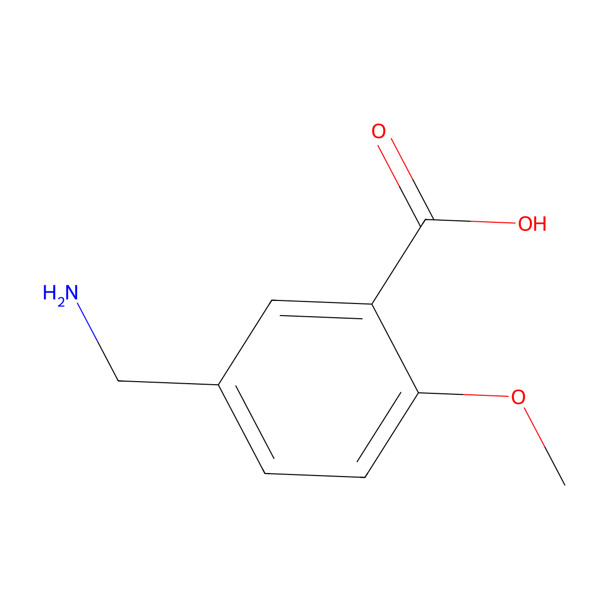5-(Aminomethyl)-2-methoxybenzoic acid molecular structure, CAS 7383-04-2