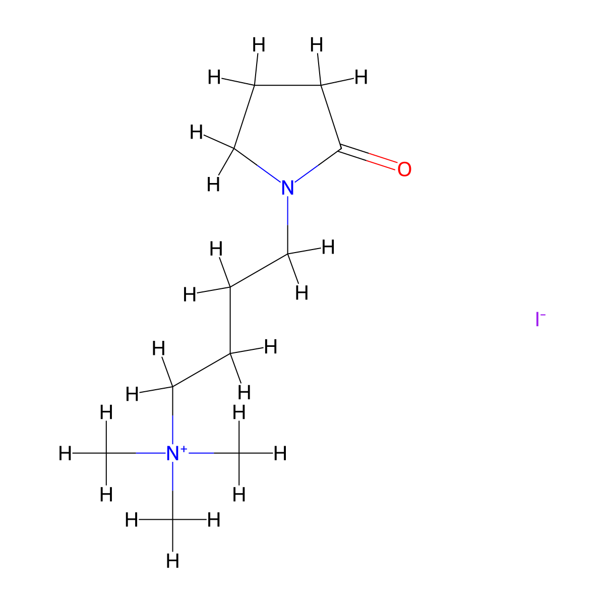 Ammonium, (4-(2-oxo-1-pyrrolidinyl)butyl)trimethyl-, iodide molecular structure, CAS 7383-75-7