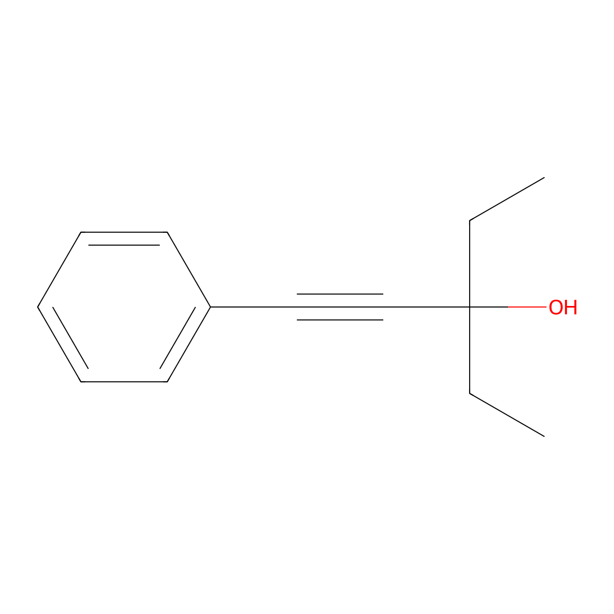 1-Pentyn-3-ol, 3-ethyl-1-phenyl- molecular structure, CAS 73830-10-1