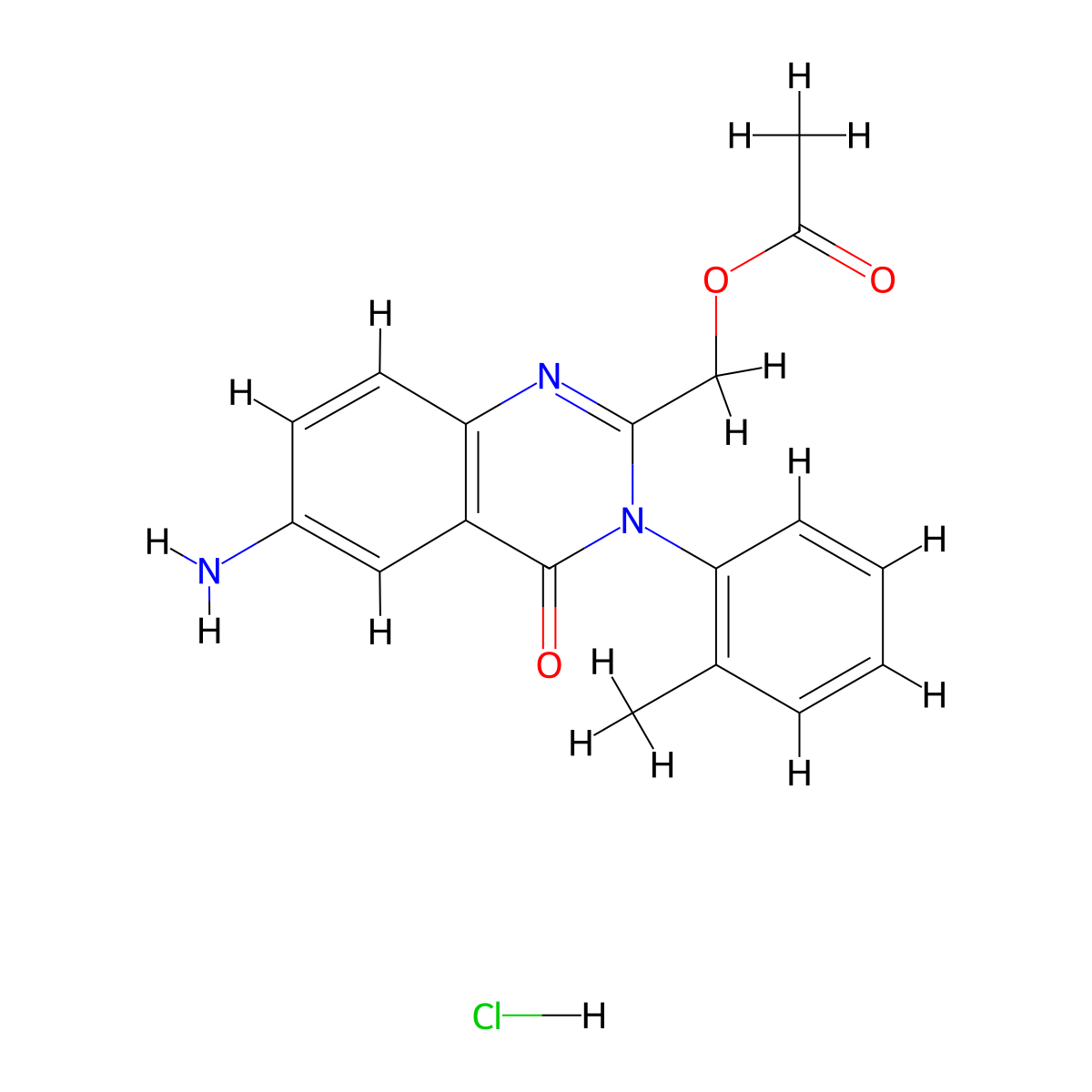 4(3H)-Quinazolinone, 2-((acetyloxy)methyl)-6-amino-3-(2-methylphenyl)-, monohydrochloride molecular structure, CAS 73832-26-5