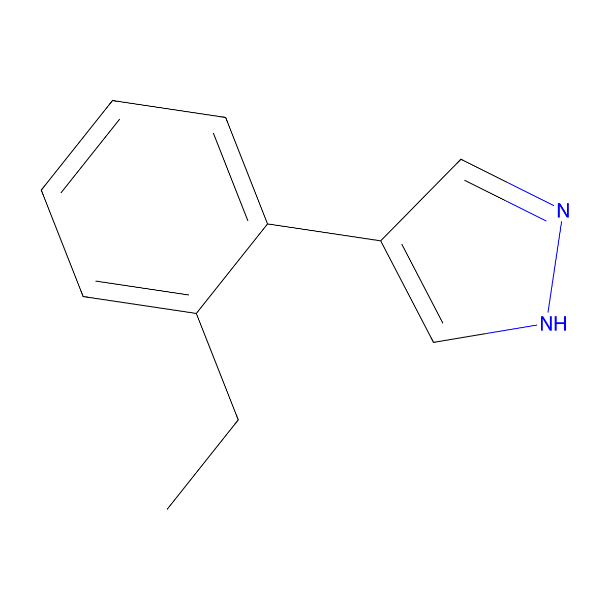 4-(2-ethylphenyl)-1H-pyrazole molecular structure, CAS 73834-12-5