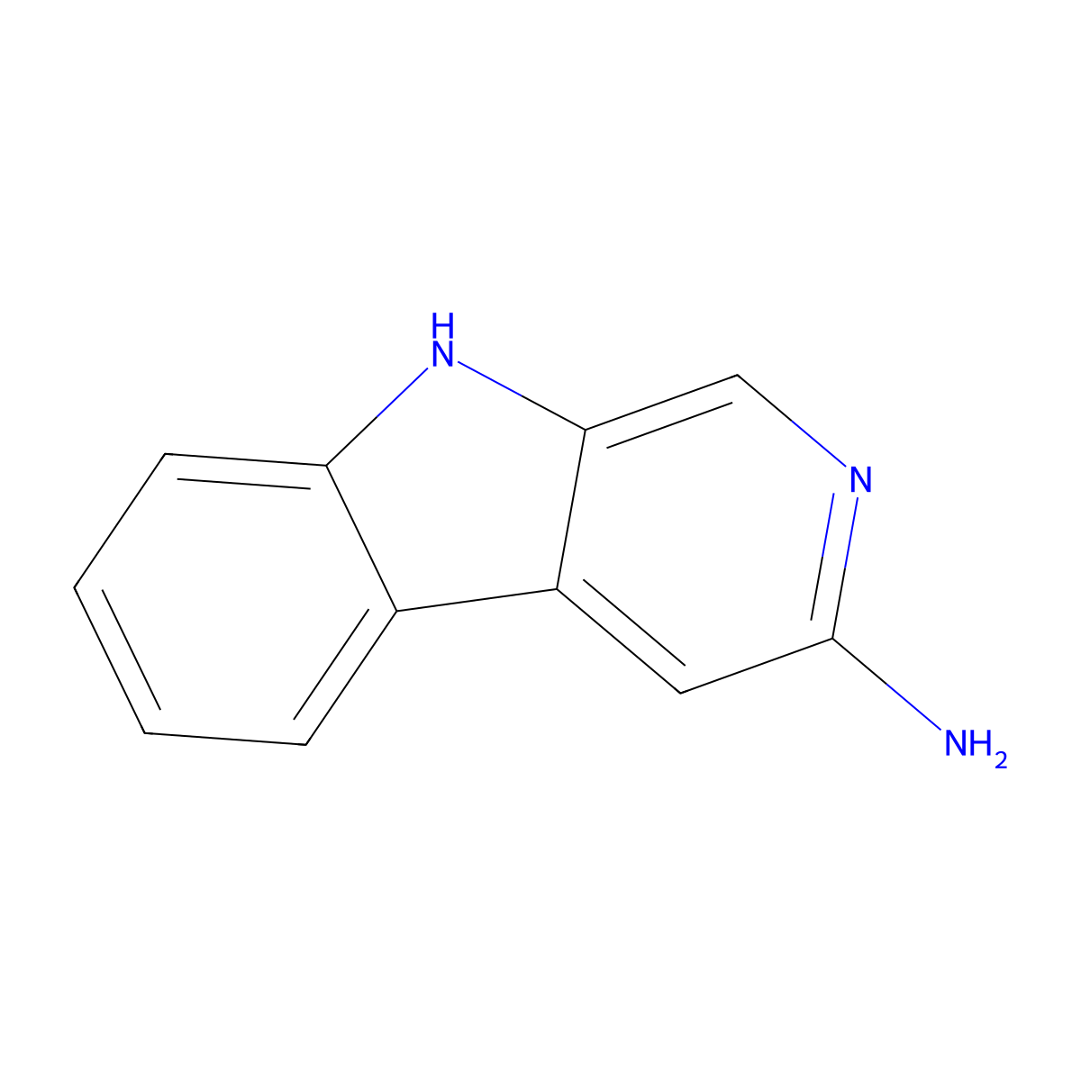 9H-Pyrido(3,4-b)indol-3-amine molecular structure, CAS 73834-77-2