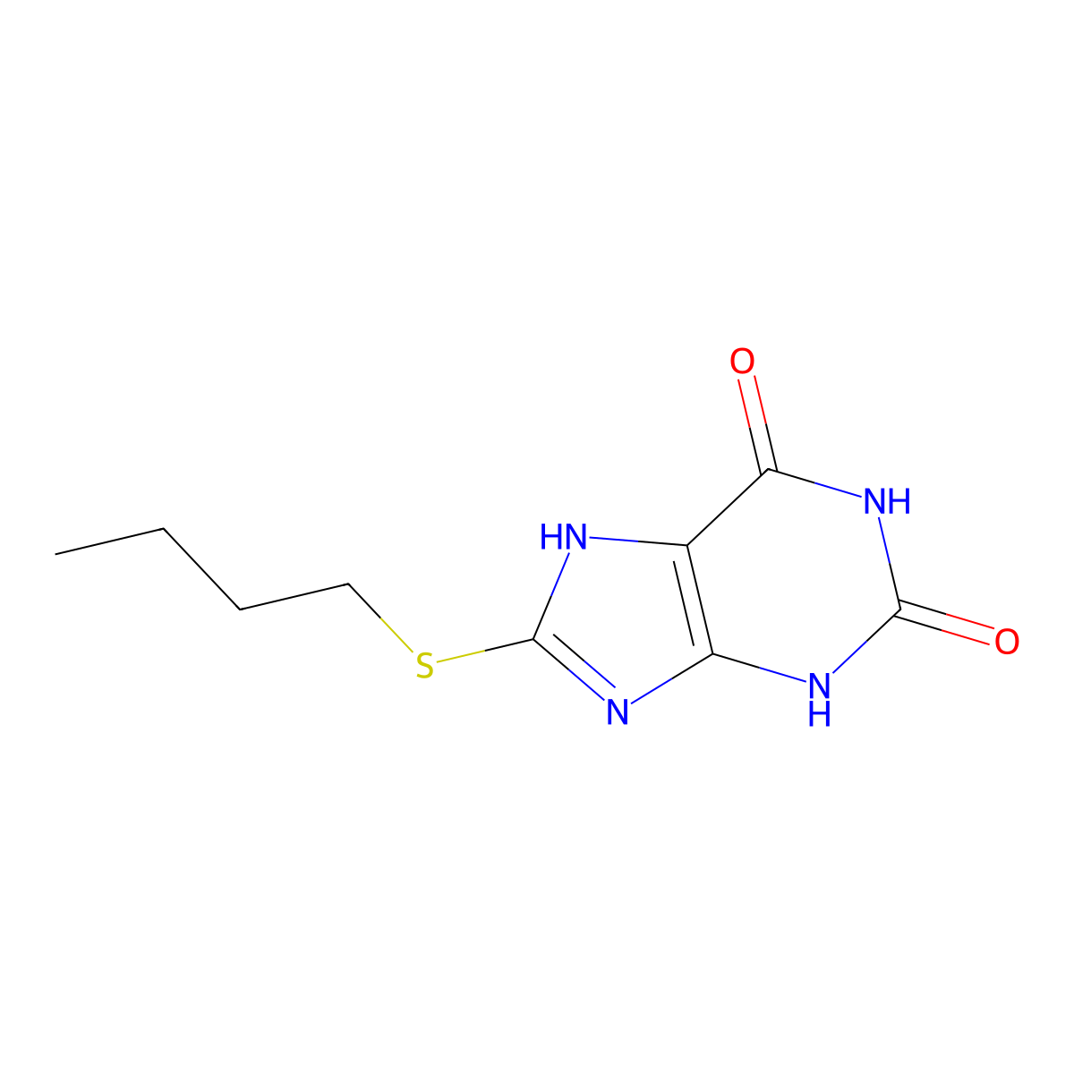 8-(Butylthio)xanthine molecular structure, CAS 73840-28-5