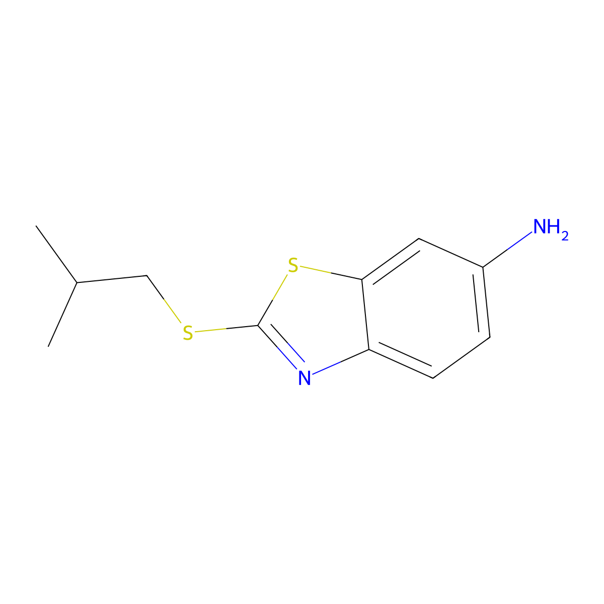 2-(Isobutylthio)-1,3-benzothiazol-6-amine molecular structure, CAS 73844-24-3