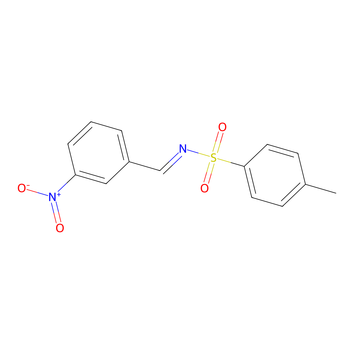 Benzenesulfonamide, 4-methyl-N-[(3-nitrophenyl)methylene]-, (E)- molecular structure, CAS 73845-02-0