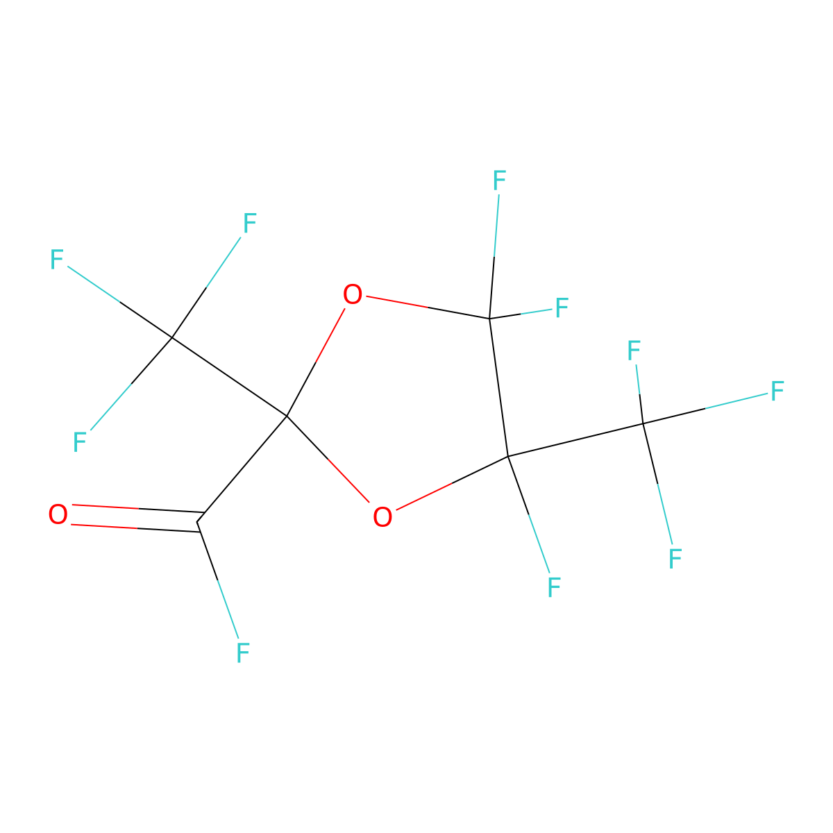 4,4,5-Trifluoro-2,5-bis(trifluoromethyl)-1,3-dioxolane-2-carbonyl fluoride molecular structure, CAS 7385-65-1