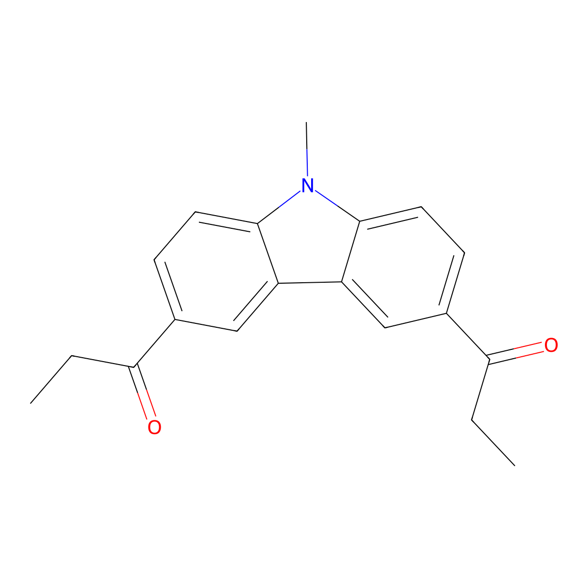 1-(9-Methyl-6-propanoylcarbazol-3-yl)propan-1-one molecular structure, CAS 73850-58-5