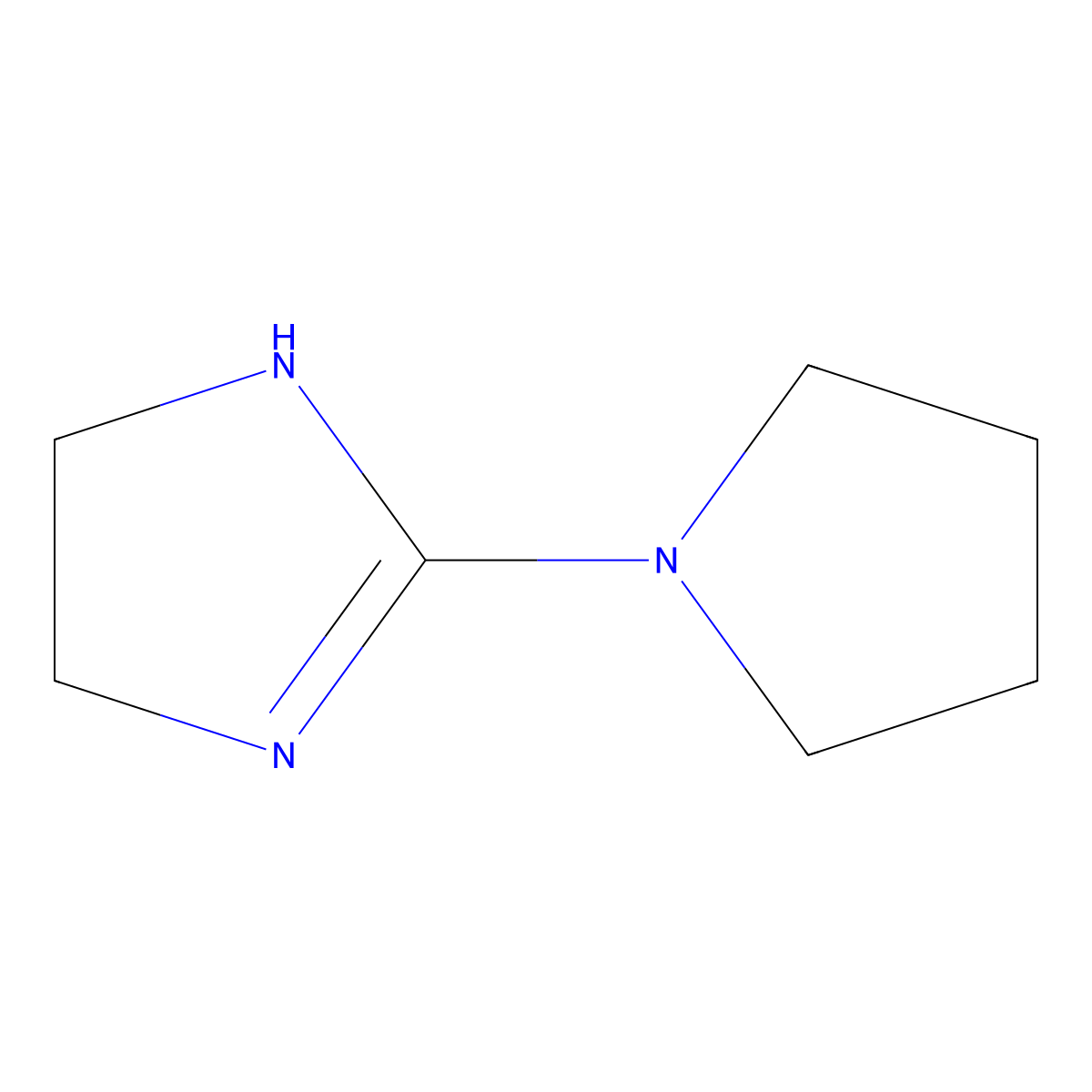 2-pyrrolidin-1-yl-4,5-dihydro-1H-imidazole molecular structure, CAS 738531-71-0