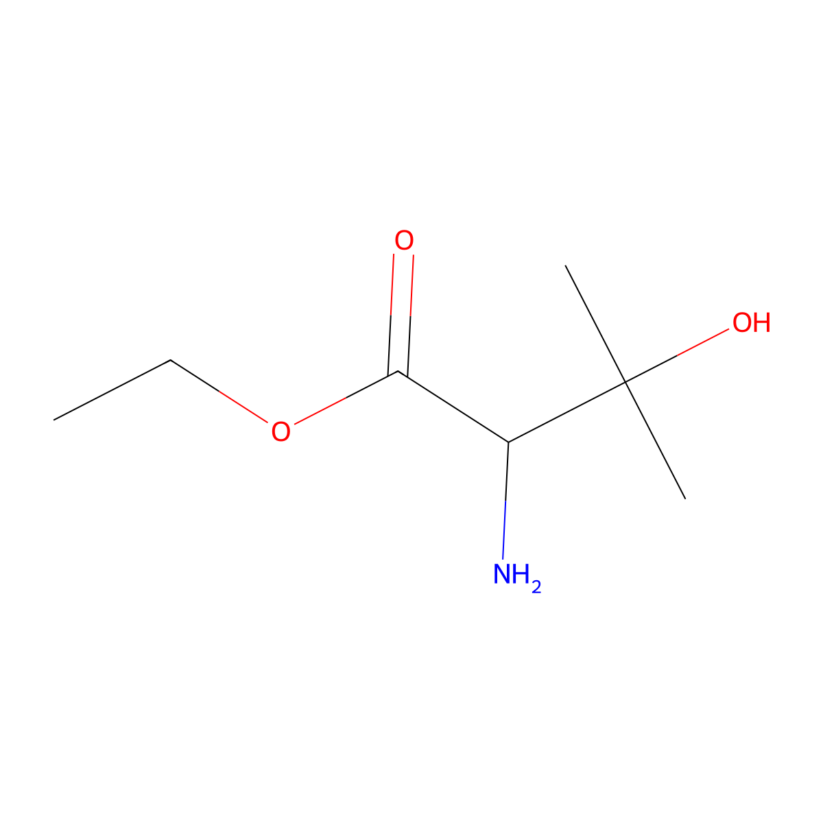 Ethyl 2-amino-3-hydroxy-3-methylbutanoate molecular structure, CAS 738535-66-5