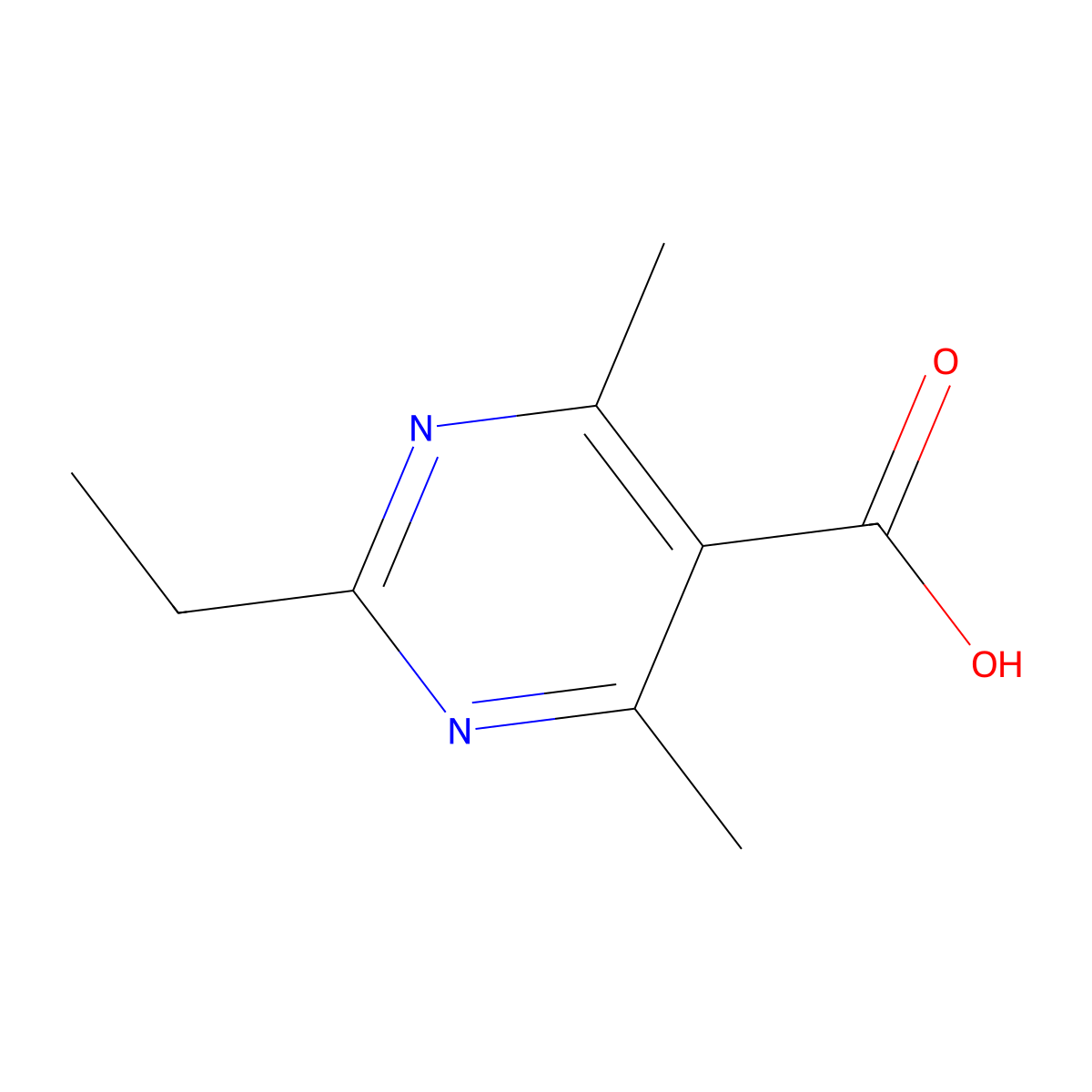 2-Ethyl-4,6-dimethyl-5-pyrimidinecarboxylic acid molecular structure, CAS 738545-14-7