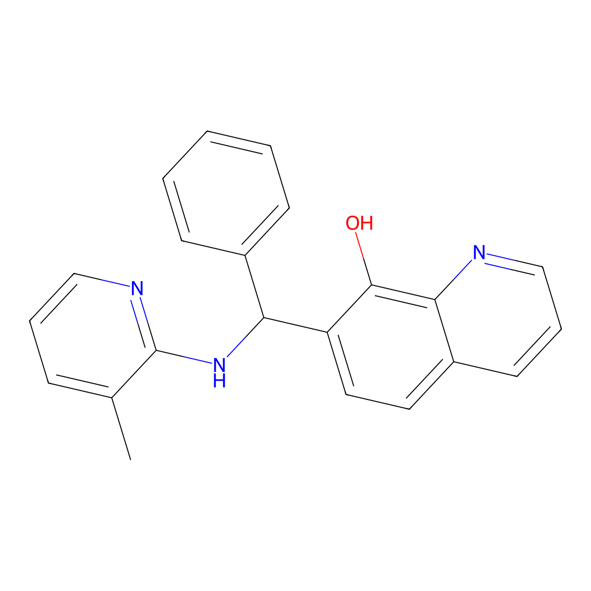 8-Quinolinol, 7-(alpha-(3-methyl-2-pyridylamino)benzyl)- molecular structure, CAS 73855-36-4