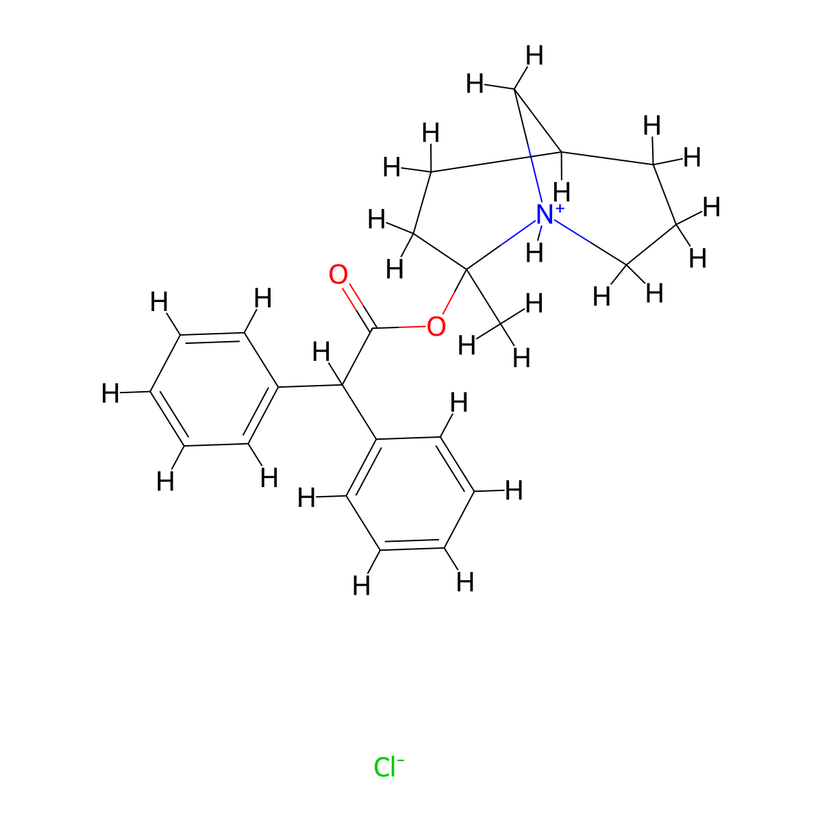 1-Azabicyclo(3.3.1)nonan-2-ol, 2-methyl-, diphenylacetate, hydrochloride molecular structure, CAS 73855-73-9