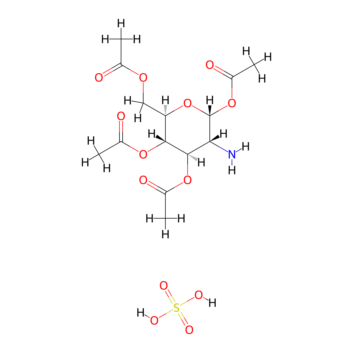 1,3,4,6-Tetra-O-acetyl-2-amino-2-deoxy-alpha-D-glucopyranose sulfate molecular structure, CAS 738583-70-5