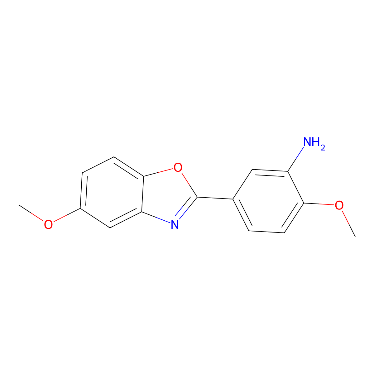 2-Methoxy-5-(5-methoxy-1,3-benzoxazol-2-yl)aniline molecular structure, CAS 738589-62-3