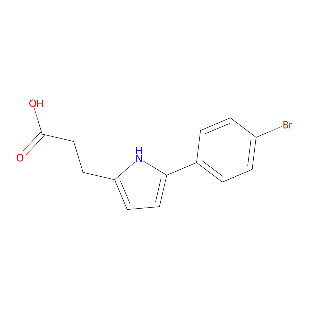3-(5-(4-bromophenyl)-1H-pyrrol-2-yl)propanoic acid molecular structure, CAS 738592-39-7