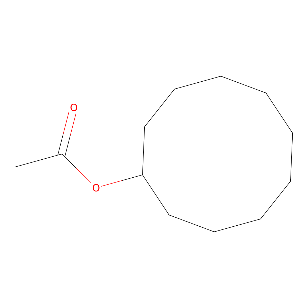Cyclodecyl acetate molecular structure, CAS 7386-24-5