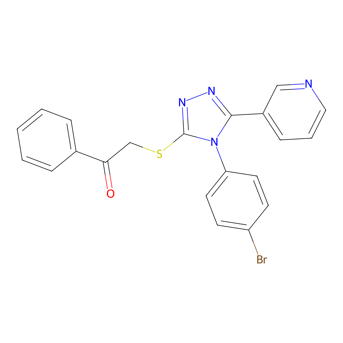 2-((4-(4-BR-PH)-5-(3-Pyridinyl)-4H-1,2,4-triazol-3-YL)thio)-1-phenylethanone molecular structure, CAS 738604-79-0
