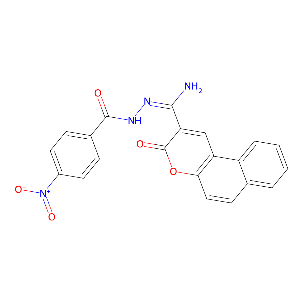 N'-[(E)-amino({3-oxo-3H-benzo[f]chromen-2-yl})methylidene]-4-nitrobenzohydrazide molecular structure, CAS 738604-80-3