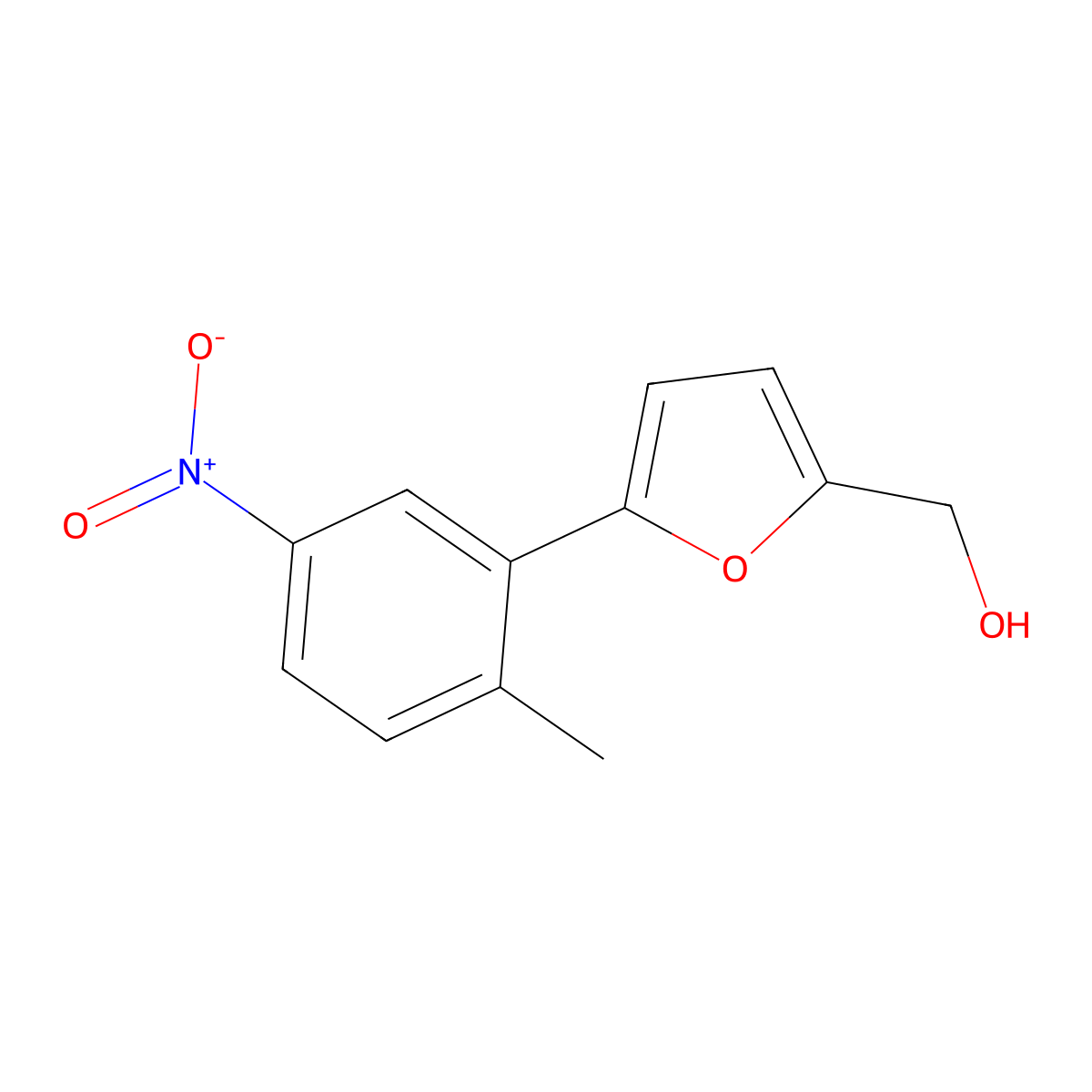 [5-(2-Methyl-5-nitrophenyl)-2-furyl]methanol molecular structure, CAS 738605-14-6