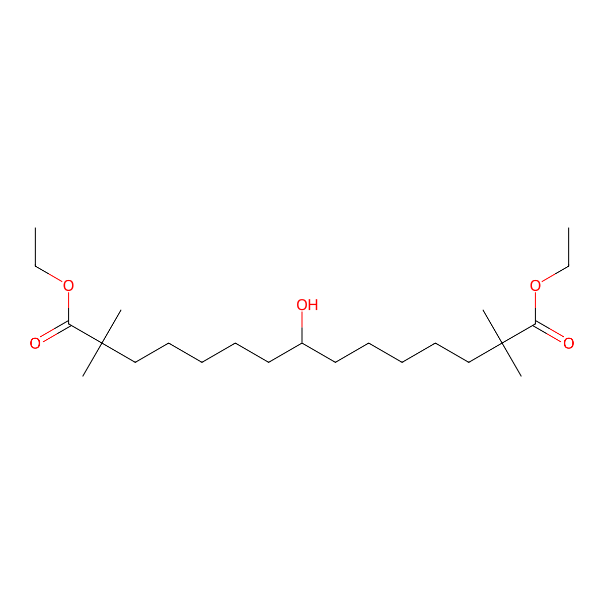 1,15-Diethyl 8-hydroxy-2,2,14,14-tetramethylpentadecanedioate molecular structure, CAS 738606-64-9