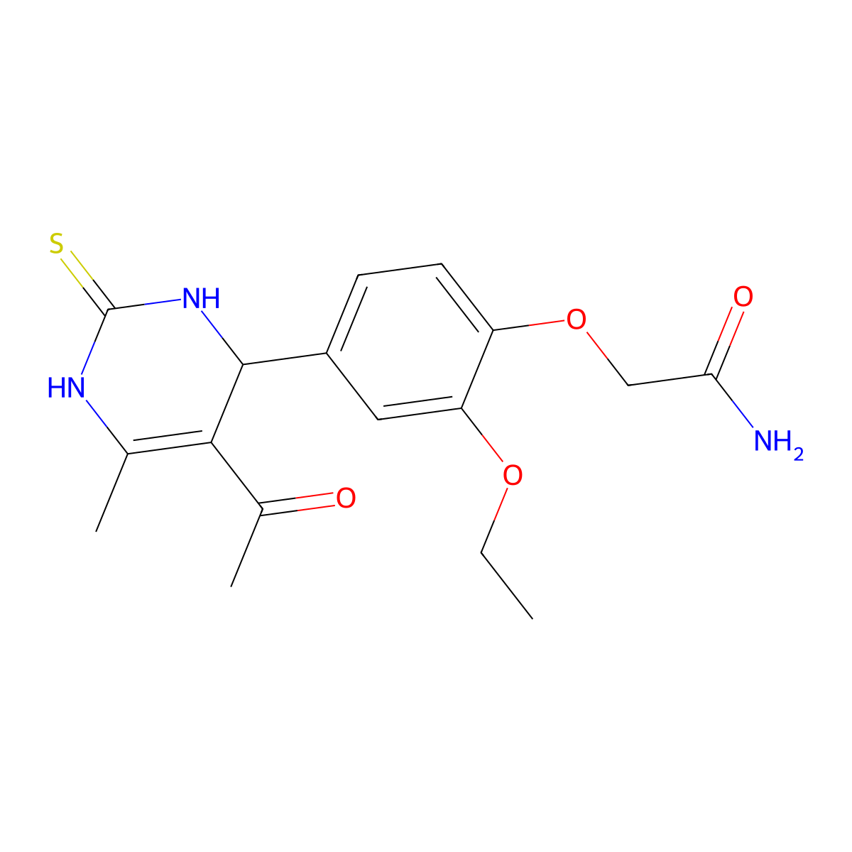 2-[4-(5-Acetyl-6-methyl-2-thioxo-1,2,3,4-tetrahydropyrimidin-4-yl)-2-ethoxyphenoxy]acetamide molecular structure, CAS 738607-99-3