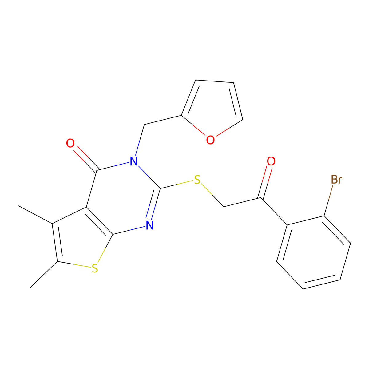 2-{[2-(2-bromophenyl)-2-oxoethyl]sulfanyl}-3-(furan-2-ylmethyl)-5,6-dimethylthieno[2,3-d]pyrimidin-4(3H)-one molecular structure, CAS 738608-33-8