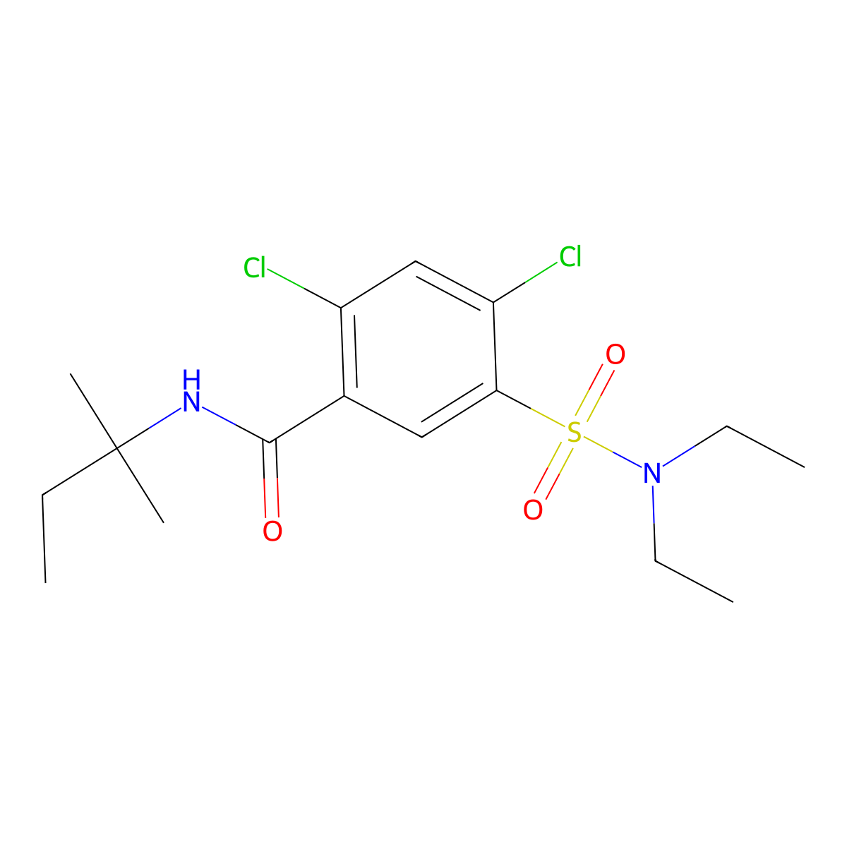 2,4-dichloro-5-(diethylsulfamoyl)-N-(2-methylbutan-2-yl)benzamide molecular structure, CAS 738608-81-6