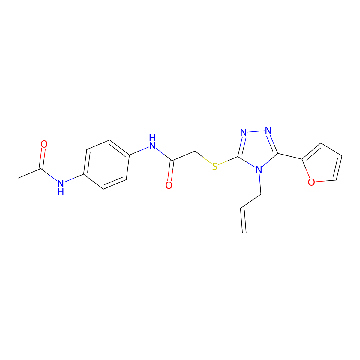 N(4-(Acetylamino)PH)-2-((4-allyl-5-(2-furyl)4H-1,2,4-triazol-3-YL)thio)acetamide molecular structure, CAS 738612-05-0
