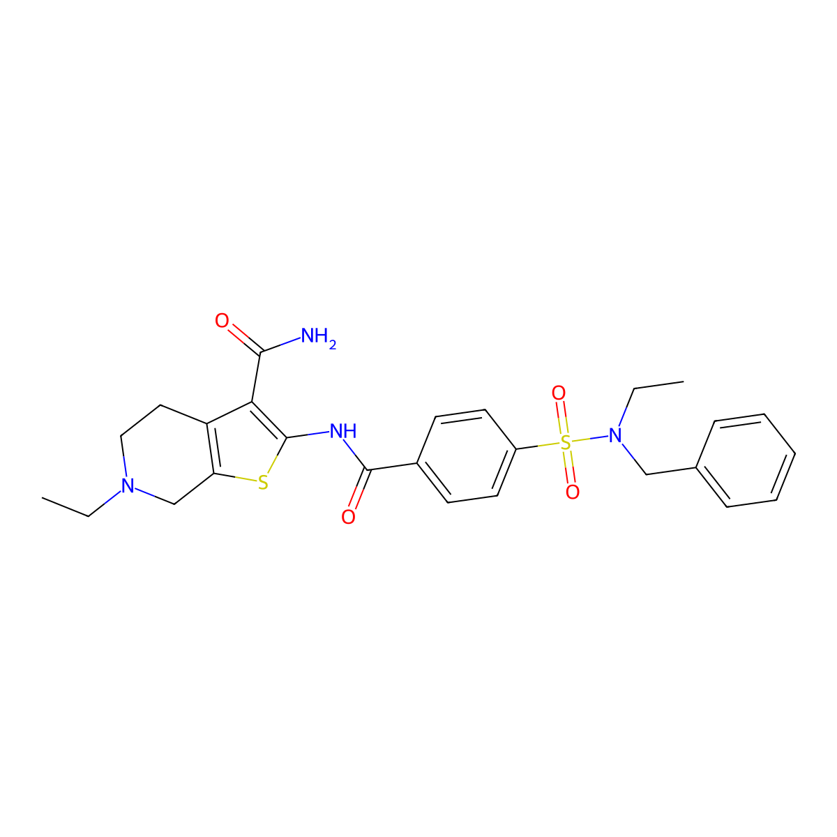 2-[[4-[benzyl(ethyl)sulfamoyl]benzoyl]amino]-6-ethyl-5,7-dihydro-4H-thieno[2,3-c]pyridine-3-carboxamide molecular structure, CAS 738620-44-5