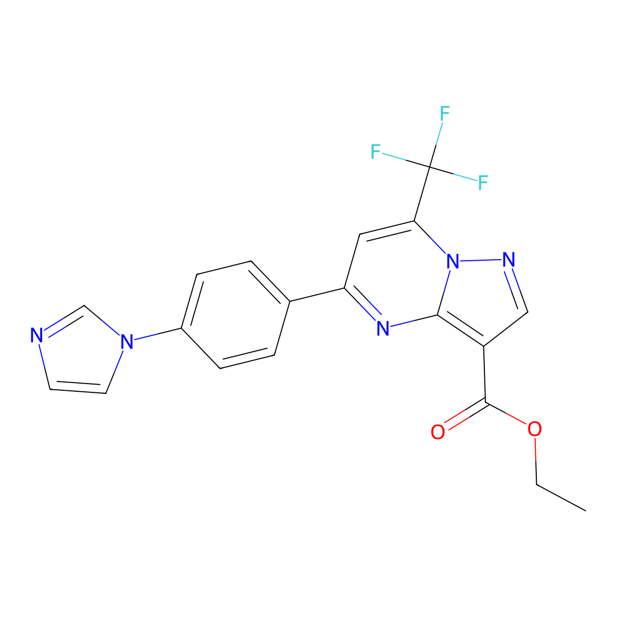 ethyl 5-[4-(1H-imidazol-1-yl)phenyl]-7-(trifluoromethyl)pyrazolo[1,5-a]pyrimidine-3-carboxylate molecular structure, CAS 738621-43-7