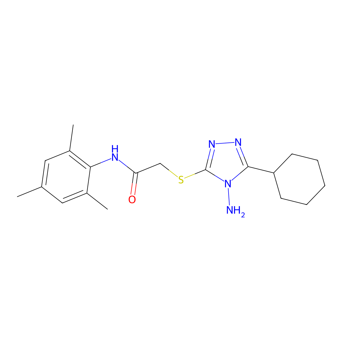2-[(4-amino-5-cyclohexyl-1,2,4-triazol-3-yl)sulfanyl]-N-(2,4,6-trimethylphenyl)acetamide molecular structure, CAS 738623-78-4