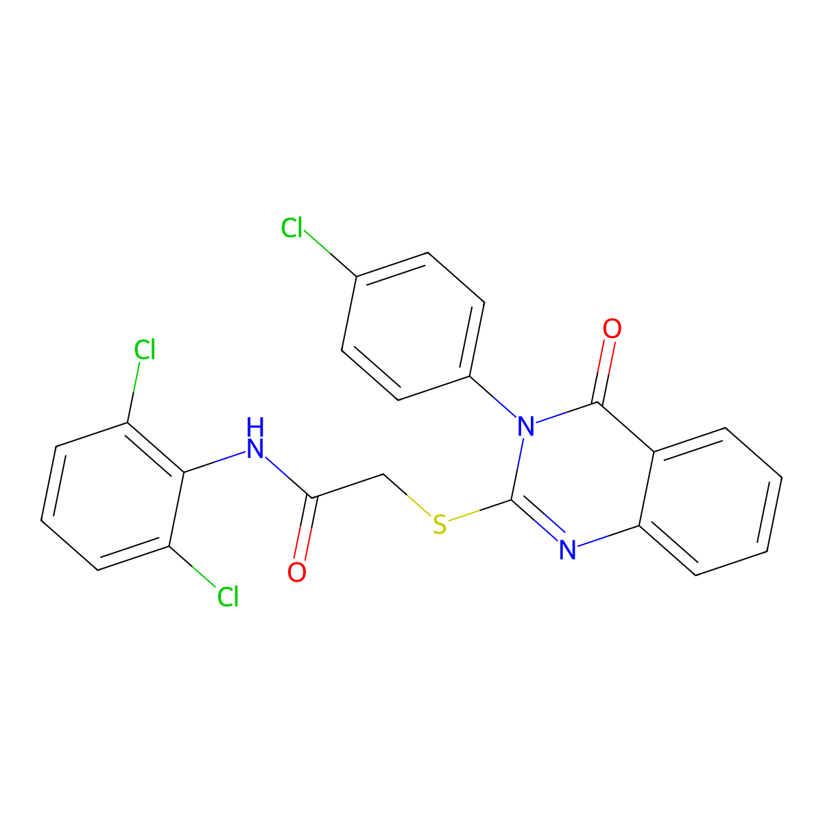 2-{[3-(4-chlorophenyl)-4-oxo-3,4-dihydroquinazolin-2-yl]sulfanyl}-N-(2,6-dichlorophenyl)acetamide molecular structure, CAS 738624-10-7