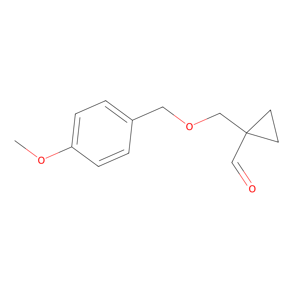 1-(((4-Methoxybenzyl)oxy)methyl)cyclopropane-1-carbaldehyde molecular structure, CAS 738624-87-8