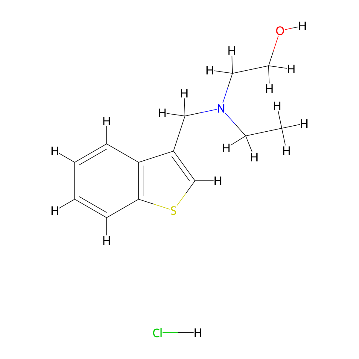 Ethanol, 2-(N-((benzo(b)thien-3-yl)methyl)-N-ethylamino)-, hydrochloride molecular structure, CAS 7388-06-9
