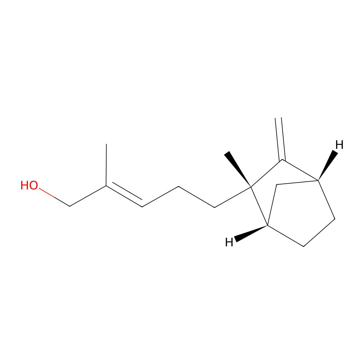 rel-(2E)-2-Methyl-5-[(1R,2R,4S)-2-methyl-3-methylenebicyclo[2.2.1]hept-2-yl]-2-penten-1-ol molecular structure, CAS 73890-74-1