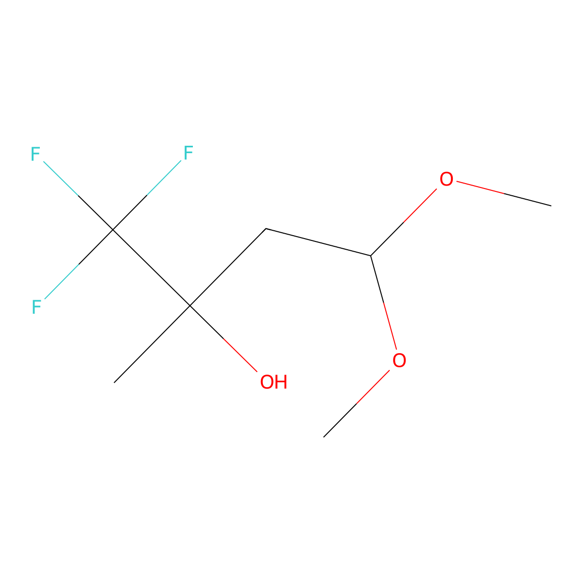 1,1,1-Trifluoro-4,4-dimethoxy-2-methylbutan-2-ol molecular structure, CAS 73893-35-3