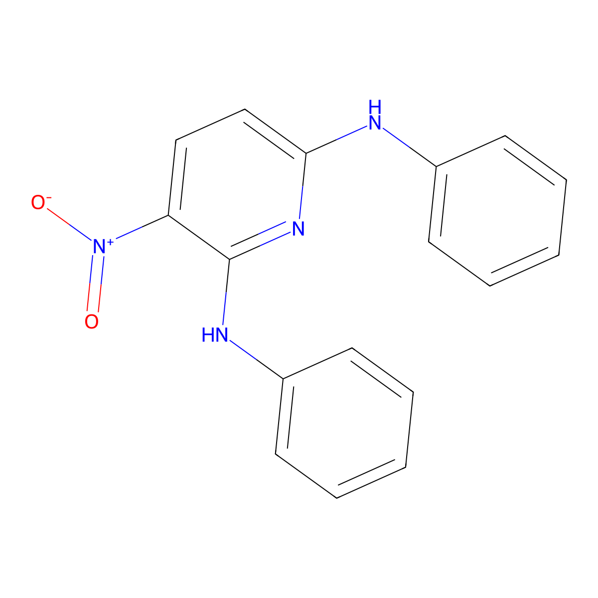 3-Nitro-N~2~,N~6~-diphenylpyridine-2,6-diamine molecular structure, CAS 73895-33-7