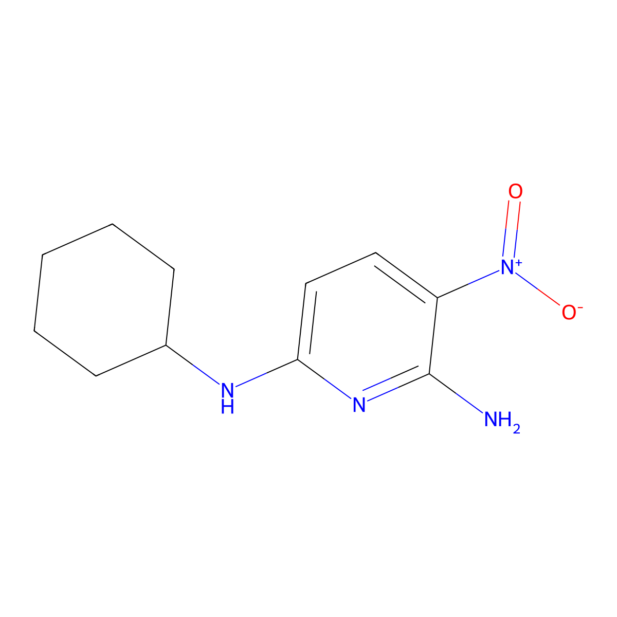 N2-cyclohexyl-5-nitropyridine-2,6-diamine molecular structure, CAS 73895-40-6