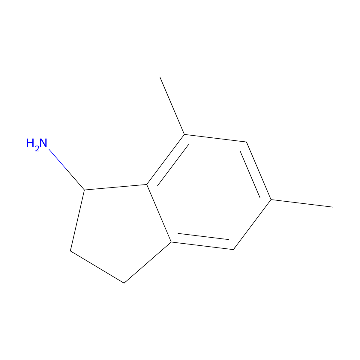 5,7-dimethyl-2,3-dihydro-1H-inden-1-amine molecular structure, CAS 73896-09-0