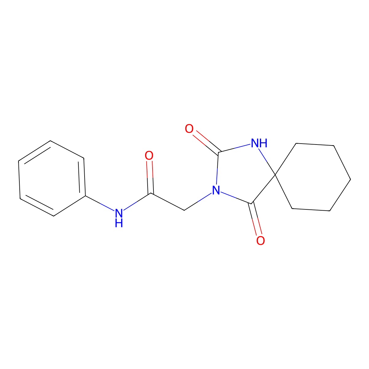 2-(2,4-dioxo-1,3-diazaspiro[4.5]decan-3-yl)-N-phenylacetamide molecular structure, CAS 739-10-6