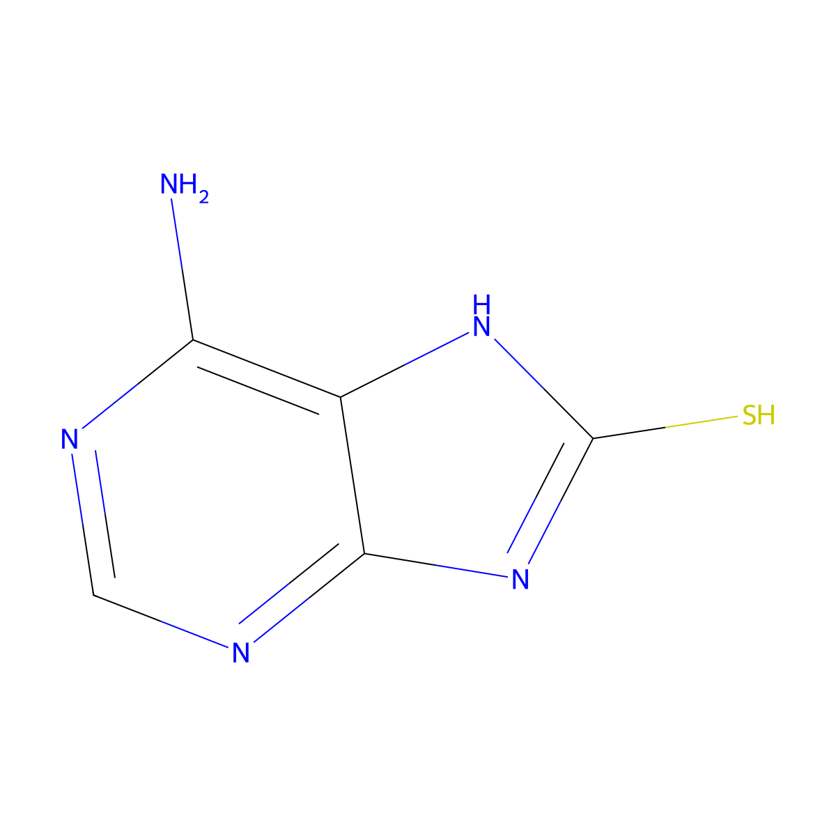 6-amino-7H-purine-8-thiol molecular structure, CAS 7390-62-7